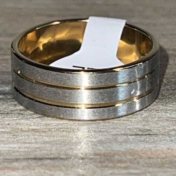 Men’s Brushed And Matte Stainless Steel Band Size 7.5 Set Of 3 - Picture 2 of 7